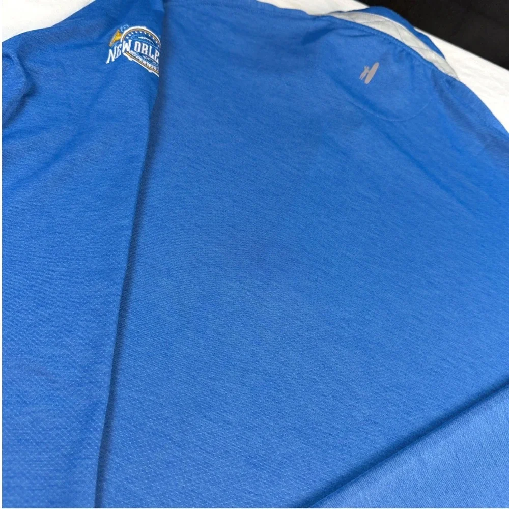 Johnnie-O Pullover‎ Mens Brewer 2XL Blue New Orleans Super Bowl LIX 1/4 Zip EUC